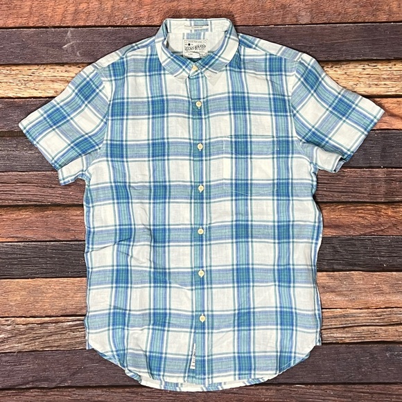 Lucky Brand Plaid Short Sleeve Button Down Mens Flannel Shirt - Picture 1 of 5